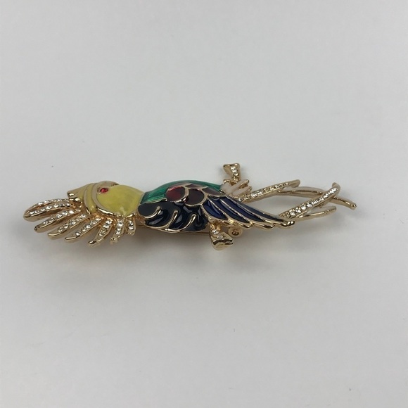 Bird Parrot Cockatoo Rhinestone Enamel Brooch Pin - Picture 4 of 8